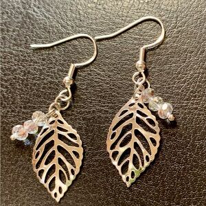 ❤️5 for $15 Handmade Elegant Silver Leaf Sparkling Crystal Earrings